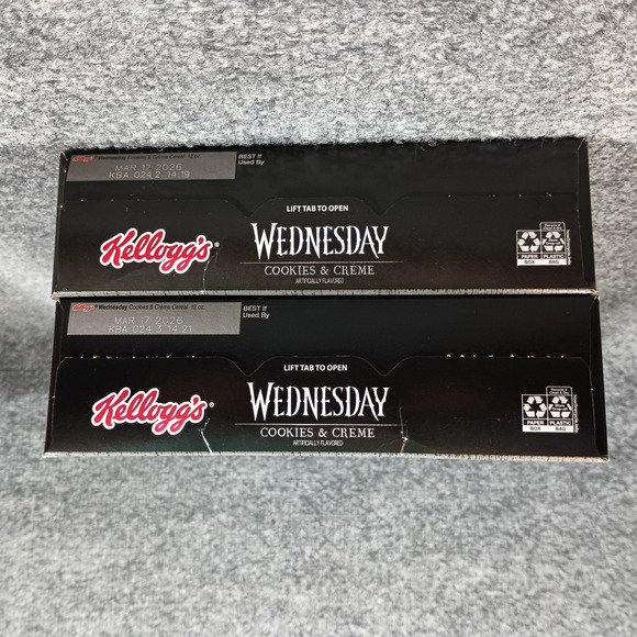 Kelloggs Wednesday Addams Cookies & Creme Cereal Set of 2 Limited Edition 12oz - Picture 7 of 9